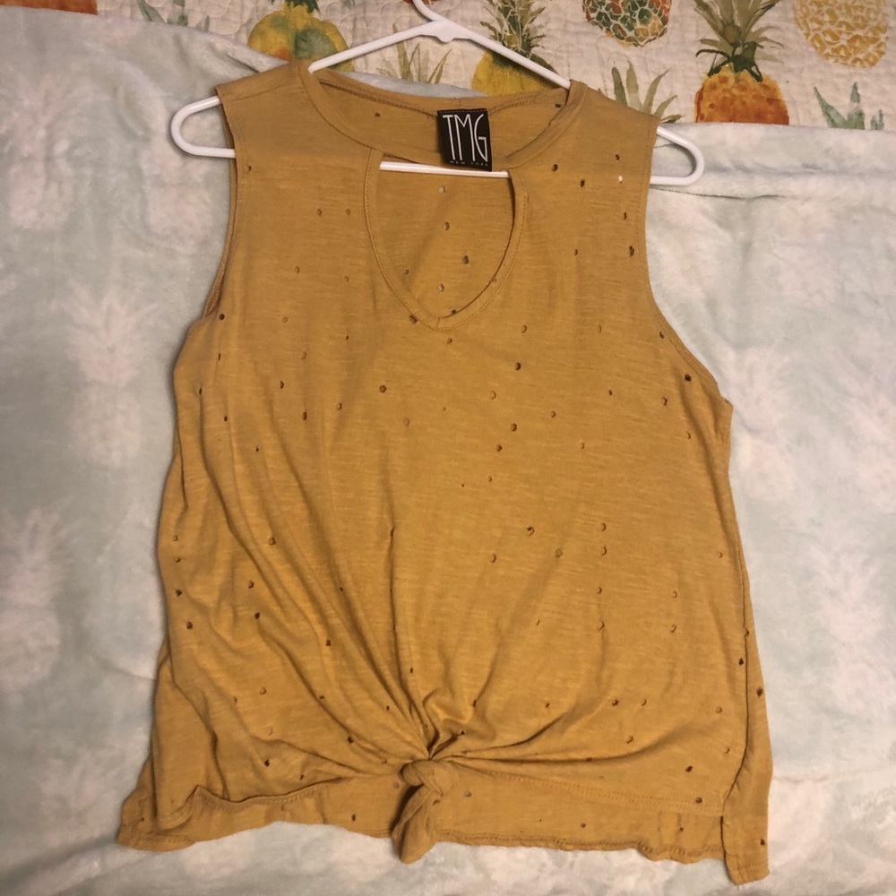 Distressed Tied Tank Top